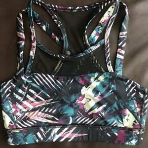 Mesh racerback palm sports bra
